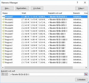 Zum Vergrößern bitte auf das Bild klicken Der Nachteil: Viele definierte Namen