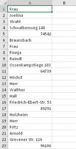Zum Vergrößern bitte auf das Bild klicken Adressenliste im vertikalen Format