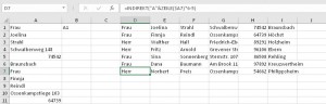 Zum Vergrößern bitte auf das Bild klicken Die fertige Tabelle mit Formeln transponiert