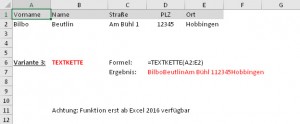 Zum Vergrößern bitte auf das Bild klicken Variante 3: Die TEXTKETTE-Funktion