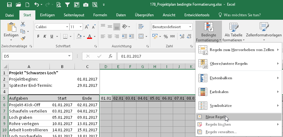 Ein Kleiner Projektplan Mit Gantt Diagramm Der Tabellenexperte