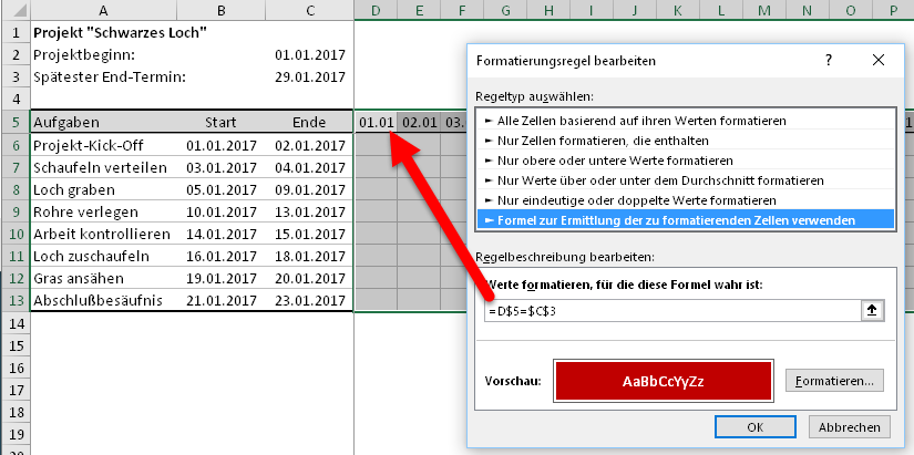 Ein Kleiner Projektplan Mit Gantt Diagramm Der Tabellenexperte