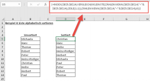 Zum Vergrößern bitte auf das Bild klicken Beispiel 4: Automatische Sortierung