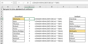 Zum Vergrößern bitte auf das Bild klicken Beispiel 4: Automatische Sortierung (Fortsetzung)