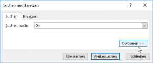 Zum Vergrößern bitte auf das Bild klicken Das Suchen-Fenster