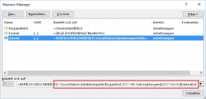 Zum Vergrößern bitte auf das Bild klicken Externe Bezüge im Namensmanager