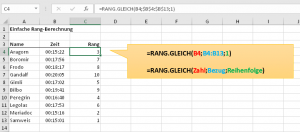 Einfache Rang-Berechnung