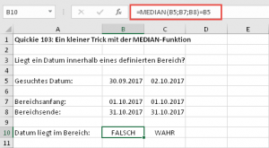 Zum Vergrößern bitte Bild anklicken Die MEDIAN-Funktion