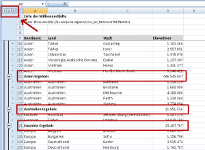 Zum Vergrößern bitte auf das Bild klicken Tabelle mit Teilergebnissen