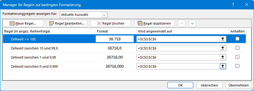 Formatierungsregeln