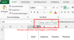 Zum Vergrößern bitte auf das Bild klicken Exakte Spaltenbreite