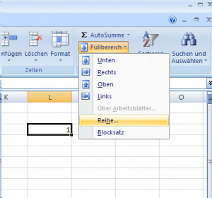 Menü: Füllbereich - Reihe