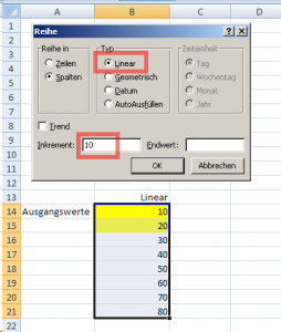 Andere Schrittwerte verwenden
