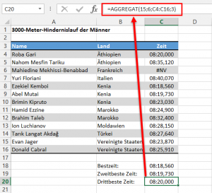 Zum Vergrößern bitte auf das Bild klicken Die AGGREGAT-Funktion