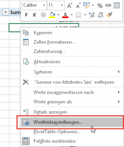 Zum Vergrößern bitte auf das Bild klicken Wertfeldeinstellungen aufrufen
