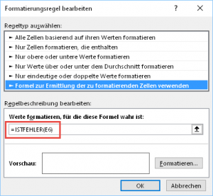 Zum Vergrößern bitte auf das Bild klicken Formatierungsregel einrichten