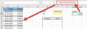 Zum Vergrößern bitte auf das Bild klicken Die INDEX-Funktion