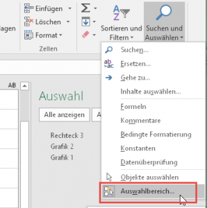 Objekte im Auswahlbereich anzeigen