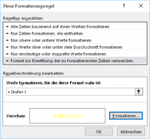 Erste Formatierungsregel festlegen