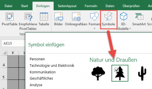 Excel 2016: Symbole einfügen