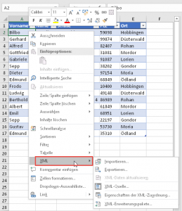 Zum Vergrößern bitte auf das Bild klicken Das neue Kontextmenü XML