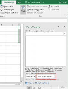 Zum Vergrößern bitte auf das Bild klicken XML-Zuordnungen verwalten