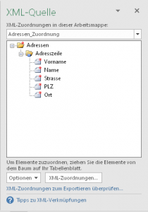 Zum Vergrößern bitte auf das Bild klicken Die vorhandene XML-Zuordnung...
