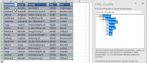 Zum Vergrößern bitte auf das Bild klicken Formatierte Tabelle mit XML-Zuordnung