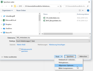 Zum Vergrößern bitte Bild anklicken Speichern: Allgemeine Optionen
