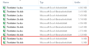 Zum Vergrößern bitte auf das Bild klicken Geradezu winzige Dateien mit Pivot-Tabelle