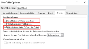 Zum Vergrößern bitte auf das Bild klicken Daten-Optionen anpassen