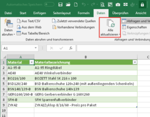 Zum Vergrößern bitte auf das Bild klicken Die Abfrage einfach aktualisieren