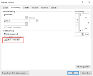 Zum Vergrößern bitte Bild anklicken Checkbox "Zellen verbinden" aktivieren