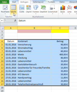Zum Vergrößern bitte auf das Bild klicken Bereich markieren und Tabelle einfügen