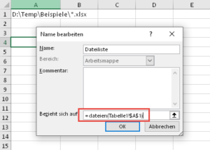 Zum Vergrößern bitte auf das Bild klicken Der Trick über den Namensmanager