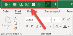 Zum Vergrößern bitte Bild anklicken Symbolleiste für den Schnellzugriff