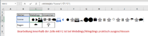 Zum Vergrößern bitte auf das Bild klicken Zelle mit Schriftart Webdings