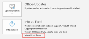 Zum Vergrößern bitte auf das Bild klicken Version und Kanal prüfen