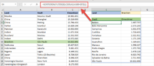 Zum Vergrößern bitte auf das Bild klicken Die Kombination von FILTER mit SORTIEREN