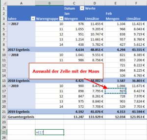 Zum Vergrößern bitte auf das Bild klicken Variante 1: Ein fester Zellbezug