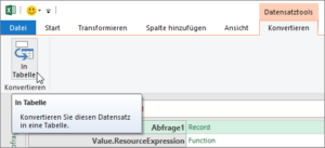 DIe Liste in eine Tabelle konvertieren