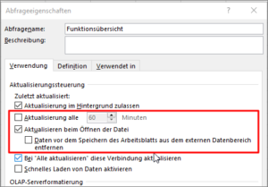 Die gewünschte Aktualisierung einstellen
