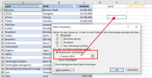 Zum Vergrößern bitte auf das Bild klicken Abfrage in bestehendes Arbeitsblatt laden