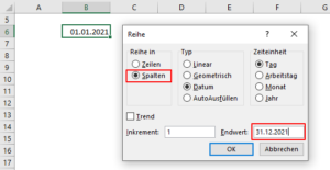 Zum Vergrößern bitte Bild anklicken "Reihe in" und Endwert anpassen