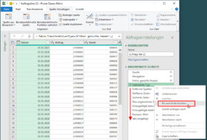 Zum Vergrößern bitte auf das Bild klicken Abfrageschritte bis zum Ende löschen