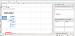 Zum Vergrößern bitte auf das Bild klicken Die (noch) leere Pivot-Tabelle in einem neuen Blatt