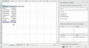 Zum Vergrößern bitte auf das Bild klicken Die erste fertige Pivot-Tabelle