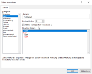 Zum Vergrößern bitte auf das Bild klicken 1000er-Trennzeichen und keine Dezimalstellen