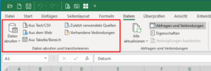 Zum Vergrößern bitte auf das Bild klicken Die für Power Query relevanten Werkzeuge