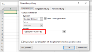Zum Vergrößern bitte Bild anklicken Datenüberprüfung auf Großbuchstaben (fehlerhaft)